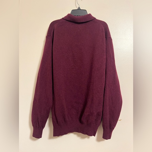 The Original Burlington 100% Lambswool Sweater Men’s Sz 50/ M Collared Burgundy - Picture 2 of 10